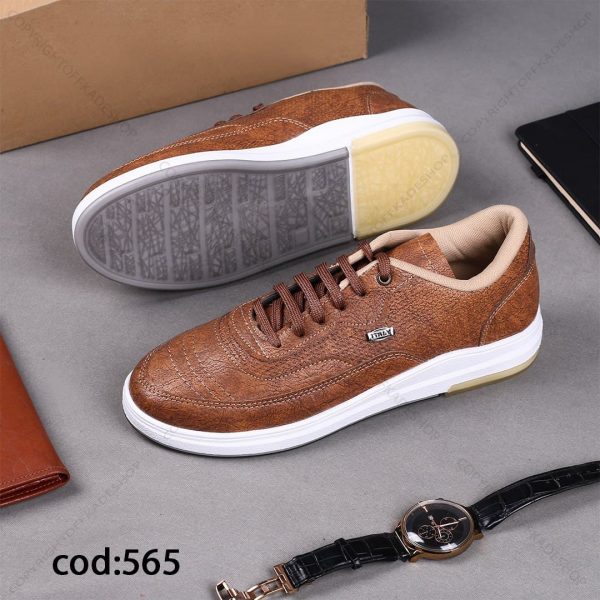 کتونی قهوه ای چرم ایتالیا - کد 565